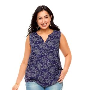 NWT 😍 Plus Size 2X Bandanna Mosaic Blue tank blouse